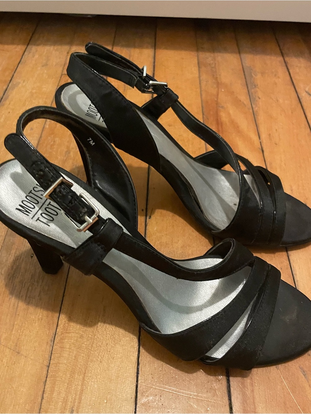 Mootsies Tootsies Black Strappy Slingback Heels